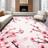 Ultra Soft Area Rug, Non Slip, Stain Resistant, Washable Area Rugs for Living Room, Bedroom, Whimsical Cherry Blossom Composition(Pink)