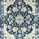 Ultra Soft Area Rug, Non Slip, Stain Resistant, Washable Area Rugs for Living Room, Bedroom, Heirloom Collection Distressed Area with Classic Motifs(Blue)