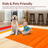 Ultra Soft Area Rug, Non Slip, Stain Resistant, Washable Area Rugs for Living Room, Bedroom, Energetic Modern Minimalist Motif(Orange)