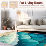 Ultra Soft Area Rug, Non Slip, Stain Resistant, Washable Area Rugs for Living Room, Bedroom, Coastal Waves Multi-Tone Living Room Rug(Blue)