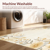 Ultra Soft Area Rug, Non Slip, Stain Resistant, Washable Area Rugs for Living Room, Bedroom, Artisan Weave Entrance Beige Floral Non Slip Boho Design(Beige)