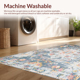 Ultra Soft Area Rug, Non Slip, Stain Resistant, Washable Area Rugs for Living Room, Bedroom, Elegant Earthy Palette Floral Style(Gray)
