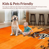 Ultra Soft Area Rug, Non Slip, Stain Resistant, Washable Area Rugs for Living Room, Bedroom, Sophisticated Natural Patterned Décor(Orange)