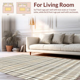 Ultra Soft Area Rug, Non Slip, Stain Resistant, Washable Area Rugs for Living Room, Bedroom, Elegant Neutral Toned Lattice(Beige)
