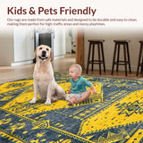 Ultra Soft Area Rug, Non Slip, Stain Resistant, Washable Area Rugs for Living Room, Bedroom, Distressed Low Pile Entryway Carpet for Minimal Living(Yellow)