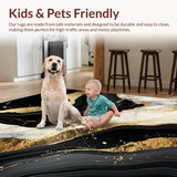 Ultra Soft Area Rug, Non Slip, Stain Resistant, Washable Area Rugs for Living Room, Bedroom, Chic Contemporary Marble Motif(Black)