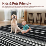 Ultra Soft Area Rug, Non Slip, Stain Resistant, Washable Area Rugs for Living Room, Bedroom, Chic Black and White Geometric Rug, Handcrafted Design for Modern Decor(Black)