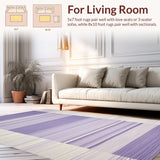Ultra Soft Area Rug, Non Slip, Stain Resistant, Washable Area Rugs for Living Room, Bedroom, Artistic Minimalist Line Arrangement(Purple)