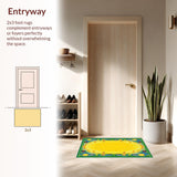 Ultra Soft Area Rug, Non Slip, Stain Resistant, Washable Area Rugs for Living Room, Bedroom, Vibrant Abstract Sunshine Motif(Yellow)