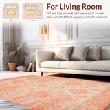 Ultra Soft Area Rug, Non Slip, Stain Resistant, Washable Area Rugs for Living Room, Bedroom, Rustic Vintage Seal Pattern(Pink)