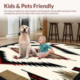 Ultra Soft Area Rug, Non Slip, Stain Resistant, Washable Area Rugs for Living Room, Bedroom, Non Slip Black With Beige Southwestern Motifs(Beige)