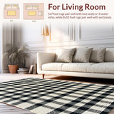 Ultra Soft Area Rug, Non Slip, Stain Resistant, Washable Area Rugs for Living Room, Bedroom, Versatile Indoor Outdoor Washable Jute Living Room Rug(Black)