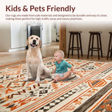 Ultra Soft Area Rug, Non Slip, Stain Resistant, Washable Area Rugs for Living Room, Bedroom, Chic Vintage Diamond Layout(Brown)