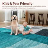 Ultra Soft Area Rug, Non Slip, Stain Resistant, Washable Area Rugs for Living Room, Bedroom, Teal and Grey Washable Bedroom Carpet(Green)