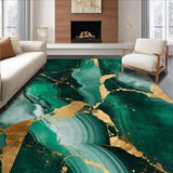 Ultra Soft Area Rug, Non Slip, Stain Resistant, Washable Area Rugs for Living Room, Bedroom, Vibrant Green and Gold Artistic Vibes(Green)