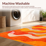 Ultra Soft Area Rug, Non Slip, Stain Resistant, Washable Area Rugs for Living Room, Bedroom, Funky Earth Tones Pattern(Orange)