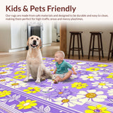 Ultra Soft Area Rug, Non Slip, Stain Resistant, Washable Area Rugs for Living Room, Bedroom, Joyful Pastel Flower Medley(Purple)