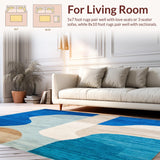 Ultra Soft Area Rug, Non Slip, Stain Resistant, Washable Area Rugs for Living Room, Bedroom, Modern Abstract Blue & Beige Area(Blue)