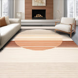 Ultra Soft Area Rug, Non Slip, Stain Resistant, Washable Area Rugs for Living Room, Bedroom, Elegant Round with Interwoven Stripes and Texture(Beige)