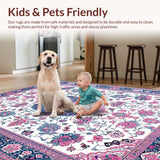 Ultra Soft Area Rug, Non Slip, Stain Resistant, Washable Area Rugs for Living Room, Bedroom, Elegant Ogee Inspired Composition(White)