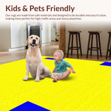 Ultra Soft Area Rug, Non Slip, Stain Resistant, Washable Area Rugs for Living Room, Bedroom, Vibrant Abstract Geometric Motif(Yellow)