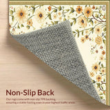 Ultra Soft Area Rug, Non Slip, Stain Resistant, Washable Area Rugs for Living Room, Bedroom, Boho Floral Entrance Runner Non Slip Indoor Hallway(Beige)