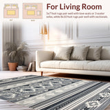 Ultra Soft Area Rug, Non Slip, Stain Resistant, Washable Area Rugs for Living Room, Bedroom, Dynamic Medallion Inspired Gray Design(Gray)