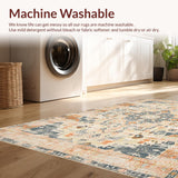 Ultra Soft Area Rug, Non Slip, Stain Resistant, Washable Area Rugs for Living Room, Bedroom, Retro Taupe Medallion Aesthetic(Orange)