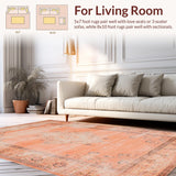 Ultra Soft Area Rug, Non Slip, Stain Resistant, Washable Area Rugs for Living Room, Bedroom, Classic Mediterranean Textured Appeal(Orange)