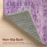 Ultra Soft Area Rug, Non Slip, Stain Resistant, Washable Area Rugs for Living Room, Bedroom, Rustic Distressed Mauve Aesthetic(Purple)