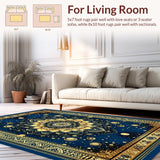 Ultra Soft Area Rug, Non Slip, Stain Resistant, Washable Area Rugs for Living Room, Bedroom, Sacred Golden Mandala Aesthetic(Gold)