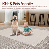 Ultra Soft Area Rug, Non Slip, Stain Resistant, Washable Area Rugs for Living Room, Bedroom, Sophisticated Beige Trellis Art(Gray)