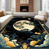 Ultra Soft Area Rug, Non Slip, Stain Resistant, Washable Area Rugs for Living Room, Bedroom, Enchanting Moonlit Boho Design(Gold)