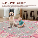 Ultra Soft Area Rug, Non Slip, Stain Resistant, Washable Area Rugs for Living Room, Bedroom, Elegant Light Grey Floral Motif(Gray)