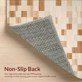 Ultra Soft Area Rug, Non Slip, Stain Resistant, Washable Area Rugs for Living Room, Bedroom, Artisan Inspired Neutral Cubist Checks with Gentle Beige Contrasts(Beige)