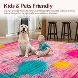 Ultra Soft Area Rug, Non Slip, Stain Resistant, Washable Area Rugs for Living Room, Bedroom, Vibrant Modern Artistic Swirls(Pink)