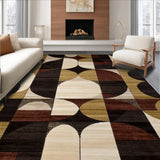 Stylish Modern Abstract Area with Layered Brown and Beige Tones(Brown)
