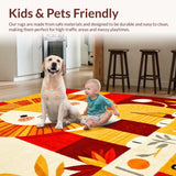 Ultra Soft Area Rug, Non Slip, Stain Resistant, Washable Area Rugs for Living Room, Bedroom, Vibrant Jungle-Themed Design(Orange)
