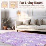 Ultra Soft Area Rug, Non Slip, Stain Resistant, Washable Area Rugs for Living Room, Bedroom, Vibrant Cozy Fuzzy Round Aesthetic(Purple)