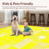 Ultra Soft Area Rug, Non Slip, Stain Resistant, Washable Area Rugs for Living Room, Bedroom, Playful Contemporary Ogee Style(Yellow)