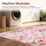 Ultra Soft Area Rug, Non Slip, Stain Resistant, Washable Area Rugs for Living Room, Bedroom, Chic Contemporary Floral Elegance(Pink)