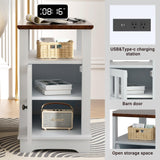 ODIKA Farmhouse Nightstand with Charging Station