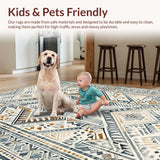 Ultra Soft Area Rug, Non Slip, Stain Resistant, Washable Area Rugs for Living Room, Bedroom, Modern Patterned Grey Harmony(Beige)