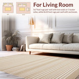 Ultra Soft Area Rug, Non Slip, Stain Resistant, Washable Area Rugs for Living Room, Bedroom, Sophisticated Minimalist Patterned Runner(Beige)
