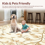 Ultra Soft Area Rug, Non Slip, Stain Resistant, Washable Area Rugs for Living Room, Bedroom, Botanical Bliss Entrance Beige Floral Non Slip Boho Decor(Beige)