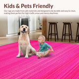Ultra Soft Area Rug, Non Slip, Stain Resistant, Washable Area Rugs for Living Room, Bedroom, Lively Funky Twisted Stripes(Pink)