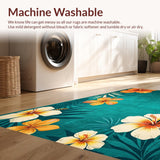 Ultra Soft Area Rug, Non Slip, Stain Resistant, Washable Area Rugs for Living Room, Bedroom, Rustic Floral Teal Delight(Blue)