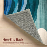 Ultra Soft Area Rug, Non Slip, Stain Resistant, Washable Area Rugs for Living Room, Bedroom, Sophisticated Abstract Teal Geometry(Blue)