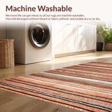 Ultra Soft Area Rug, Non Slip, Stain Resistant, Washable Area Rugs for Living Room, Bedroom, Rustic Geometric Earth Tone Elegance(Orange)