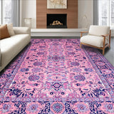 Ultra Soft Area Rug, Non Slip, Stain Resistant, Washable Area Rugs for Living Room, Bedroom, Eclectic Vintage Floral Harmony(Pink)